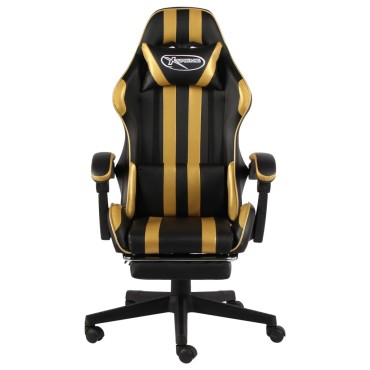 vidaXL Καρέκλα Racing με Υποπόδιο Μαύρο / Χρυσό από Συνθετικό Δέρμα 35x41cm 1 τεμ.