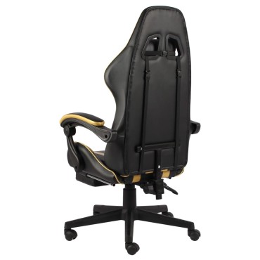 vidaXL Καρέκλα Racing με Υποπόδιο Μαύρο / Χρυσό από Συνθετικό Δέρμα 35x41cm 1 τεμ.