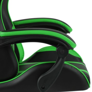 vidaXL Καρέκλα Racing με Υποπόδιο Μαύρο / Πράσινο από Συνθετικό Δέρμα 35x41cm 1 τεμ.