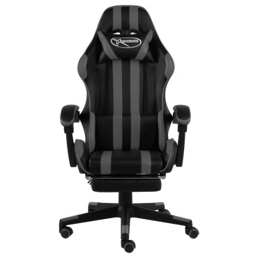 vidaXL Καρέκλα Racing με Υποπόδιο Μαύρο / Γκρι από Συνθετικό Δέρμα 35x41cm 1 τεμ.