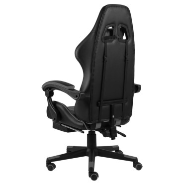 vidaXL Καρέκλα Racing με Υποπόδιο Μαύρο / Γκρι από Συνθετικό Δέρμα 35x41cm 1 τεμ.