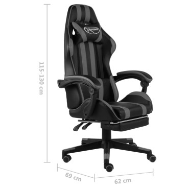 vidaXL Καρέκλα Racing με Υποπόδιο Μαύρο / Γκρι από Συνθετικό Δέρμα 35x41cm 1 τεμ.