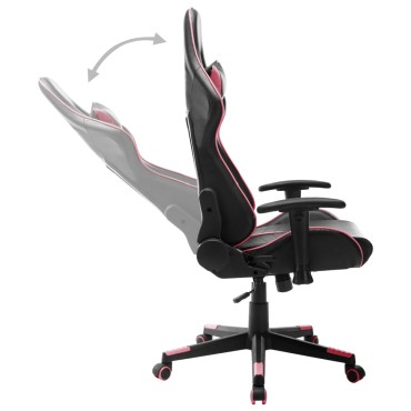 vidaXL Καρέκλα Gaming Λευκό/Ροζ από Συνθετικό Δέρμα 37x51cm 1 τεμ.