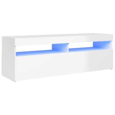 vidaXL Έπιπλο Τηλεόρασης με LED Γυαλιστερό Λευκό 120x35x40cm