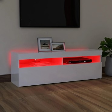 vidaXL Έπιπλο Τηλεόρασης με LED Γυαλιστερό Λευκό 120x35x40cm
