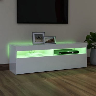 vidaXL Έπιπλο Τηλεόρασης με LED Γυαλιστερό Λευκό 120x35x40cm