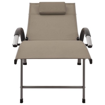 vidaXL Ξαπλώστρα Taupe από Textilene και Αλουμίνιο (170-193)x60,5x(96-51) cm 1 τεμ.