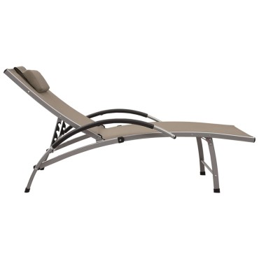 vidaXL Ξαπλώστρα Taupe από Textilene και Αλουμίνιο (170-193)x60,5x(96-51) cm 1 τεμ.