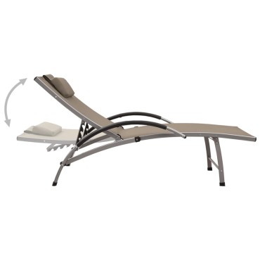 vidaXL Ξαπλώστρα Taupe από Textilene και Αλουμίνιο (170-193)x60,5x(96-51) cm 1 τεμ.