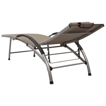 vidaXL Ξαπλώστρα Taupe από Textilene και Αλουμίνιο (170-193)x60,5x(96-51) cm 1 τεμ.