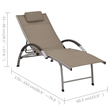 vidaXL Ξαπλώστρα Taupe από Textilene και Αλουμίνιο (170-193)x60,5x(96-51) cm 1 τεμ.