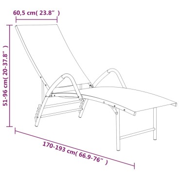 vidaXL Ξαπλώστρα Taupe από Textilene και Αλουμίνιο (170-193)x60,5x(96-51) cm 1 τεμ.