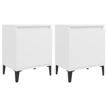 vidaXL Κομοδίνα Λευκά 40x30x50cm με Μεταλλικά Πόδια 1 τεμ.