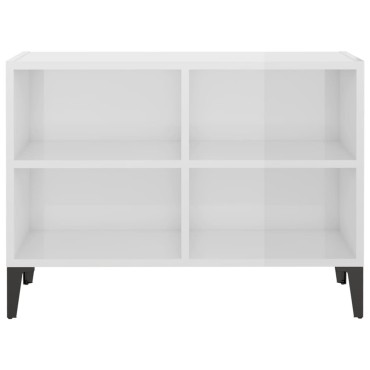vidaXL Κομοδίνo Γυαλιστερό Λευκό 69,5x30x50cm με Μεταλλικά Πόδια