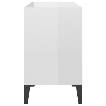 vidaXL Κομοδίνo Γυαλιστερό Λευκό 69,5x30x50cm με Μεταλλικά Πόδια