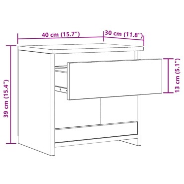 vidaXL Κομοδίνα 2 τεμ. Λευκά 40x30x39cm από Επεξ. Ξύλο