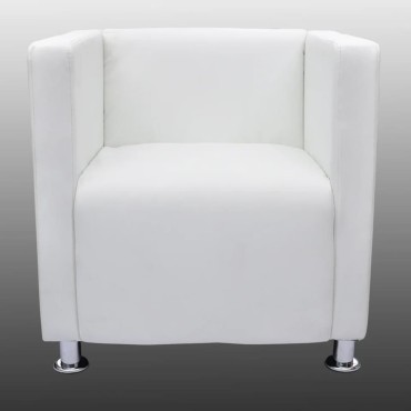 vidaXL Πολυθρόνα Cube Λευκή από Συνθετικό Δέρμα 71x54x69cm 1 τεμ.