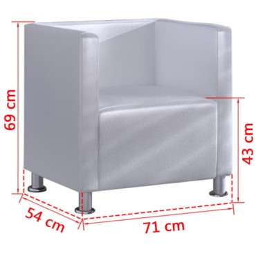 vidaXL Πολυθρόνα Cube Λευκή από Συνθετικό Δέρμα 71x54x69cm 1 τεμ.
