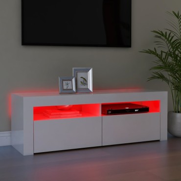 vidaXL Έπιπλο Τηλεόρασης με LED Γυαλιστερό Λευκό 120x35x40cm