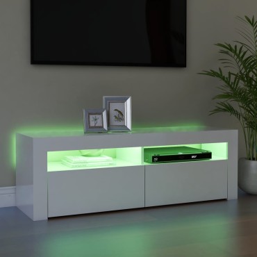 vidaXL Έπιπλο Τηλεόρασης με LED Γυαλιστερό Λευκό 120x35x40cm