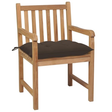 vidaXL Καρέκλες Κήπου 6 τεμ. από Μασίφ Ξύλο Teak με Taupe Μαξιλάρια 58x60x90cm