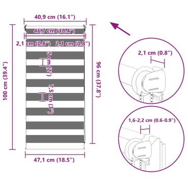 Σύστημα Σκίασης Ρόλερ Zebra Γκρι 40 x 100 εκ.