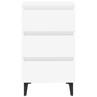 vidaXL Κομοδίνο Λευκό 40x35x69cm με Μεταλλικά Πόδια 1 τεμ.