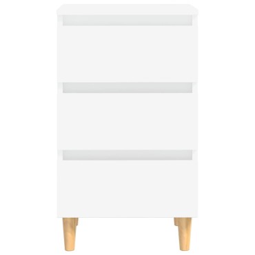 vidaXL Κομοδίνο Λευκό 40x35x69cm με Μασίφ Ξύλινα Πόδια 1 τεμ.