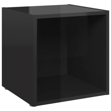 vidaXL Έπιπλα Τηλεόρασης 4 τεμ. Γυαλ. Μαύρα 37x35x37cm Επεξ. Ξύλο