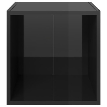 vidaXL Έπιπλα Τηλεόρασης 4 τεμ. Γυαλ. Μαύρα 37x35x37cm Επεξ. Ξύλο