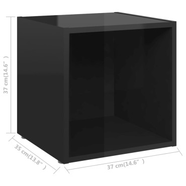 vidaXL Έπιπλα Τηλεόρασης 4 τεμ. Γυαλ. Μαύρα 37x35x37cm Επεξ. Ξύλο