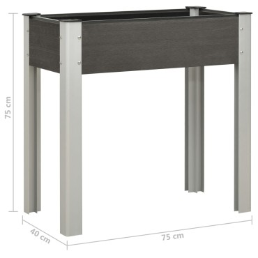 vidaXL Ζαρντινιέρα Υπερυψωμένη Γκρι 75 x 40 x 75 εκ. από WPC