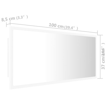 vidaXL Καθρέφτης Μπάνιου με LED Λευκός 100x8,5x37cm Ακρυλικός 1 τεμ.