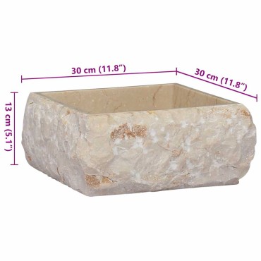 vidaXL Νιπτήρας Κρεμ 30 x 30 x 13 εκ. Μαρμάρινος