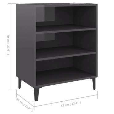 vidaXL Συρταριέρα Γυαλιστερό Γκρι 57x35x70cm από Επεξ. Ξύλο 1 τεμ.