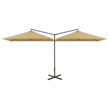 vidaXL Ομπρέλα Κήπου Διπλή Taupe 600 x 300 εκ. με Ατσάλινο Ιστό