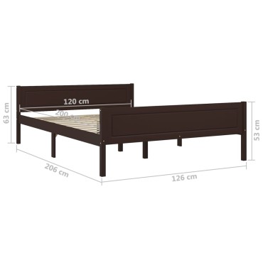 vidaXL Πλαίσιο Κρεβατιού Σκούρο Καφέ 120 x 200 εκ. Μασίφ Ξύλο Πεύκου