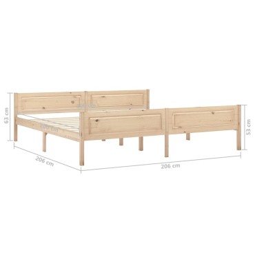 vidaXL Πλαίσιο Κρεβατιού 200x200cm από Μασίφ Ξύλο Πεύκου 1 τεμ. - Διπλό