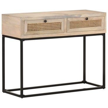 vidaXL Τραπέζι Κονσόλα 100x35x76cm Μασίφ Ξύλο Μάνγκο/Φυσικό Ζαχαροκάλ. 1 τεμ.