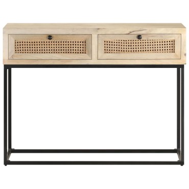 vidaXL Τραπέζι Κονσόλα 100x35x76cm Μασίφ Ξύλο Μάνγκο/Φυσικό Ζαχαροκάλ. 1 τεμ.