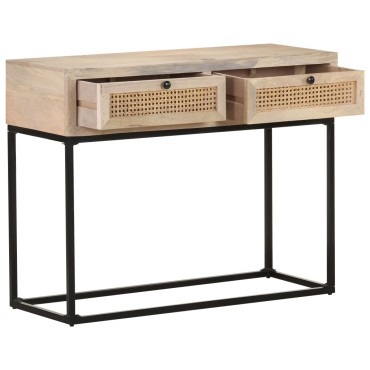 vidaXL Τραπέζι Κονσόλα 100x35x76cm Μασίφ Ξύλο Μάνγκο/Φυσικό Ζαχαροκάλ. 1 τεμ.
