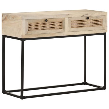 vidaXL Τραπέζι Κονσόλα 100x35x76cm Μασίφ Ξύλο Μάνγκο/Φυσικό Ζαχαροκάλ. 1 τεμ.