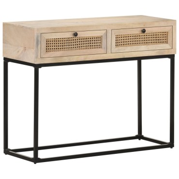 vidaXL Τραπέζι Κονσόλα 100x35x76cm Μασίφ Ξύλο Μάνγκο/Φυσικό Ζαχαροκάλ. 1 τεμ.