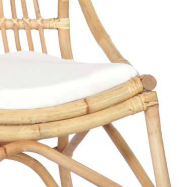 vidaXL Καρέκλα από Ρατάν και Λινό Ύφασμα 73x50x78cm 1 τεμ.