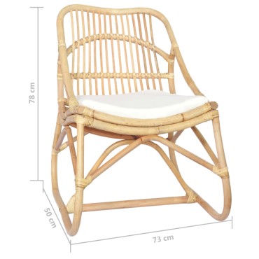 vidaXL Καρέκλα από Ρατάν και Λινό Ύφασμα 73x50x78cm 1 τεμ.