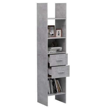 vidaXL Βιβλιοθήκη Γκρι Σκυροδέματος 40x35x180cm από Επεξ. Ξύλο 1 τεμ.
