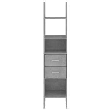vidaXL Βιβλιοθήκη Γκρι Σκυροδέματος 40x35x180cm από Επεξ. Ξύλο 1 τεμ.
