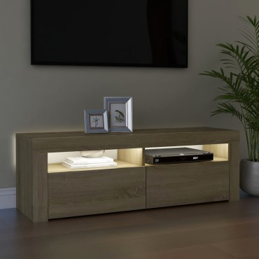 vidaXL Έπιπλο Τηλεόρασης με LED Sonoma Δρυς 120x35x40 εκ.