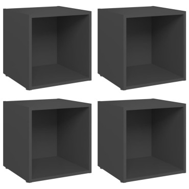 vidaXL Έπιπλα Τηλεόρασης 4 τεμ. Γκρι 37x35x37cm από Επεξ. Ξύλο