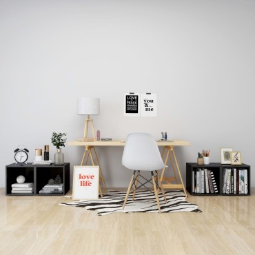 vidaXL Έπιπλα Τηλεόρασης 4 τεμ. Γυαλ. Γκρι 37x35x37cm Επεξ. Ξύλο